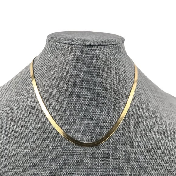 Gold Plated Sterling Silver Herringbone Chain Made in Italy – 4.45mm - Picture 2 of 5